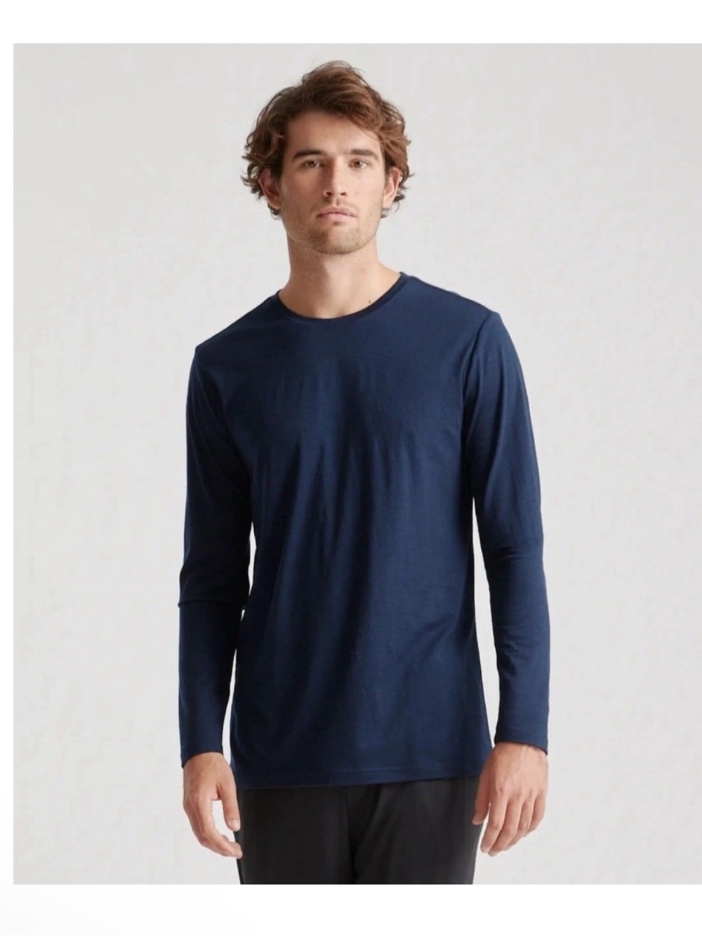 Quince Mens 100% Merino Wool Base Layer Shirt XL Blue Long Sleeve Lightweight